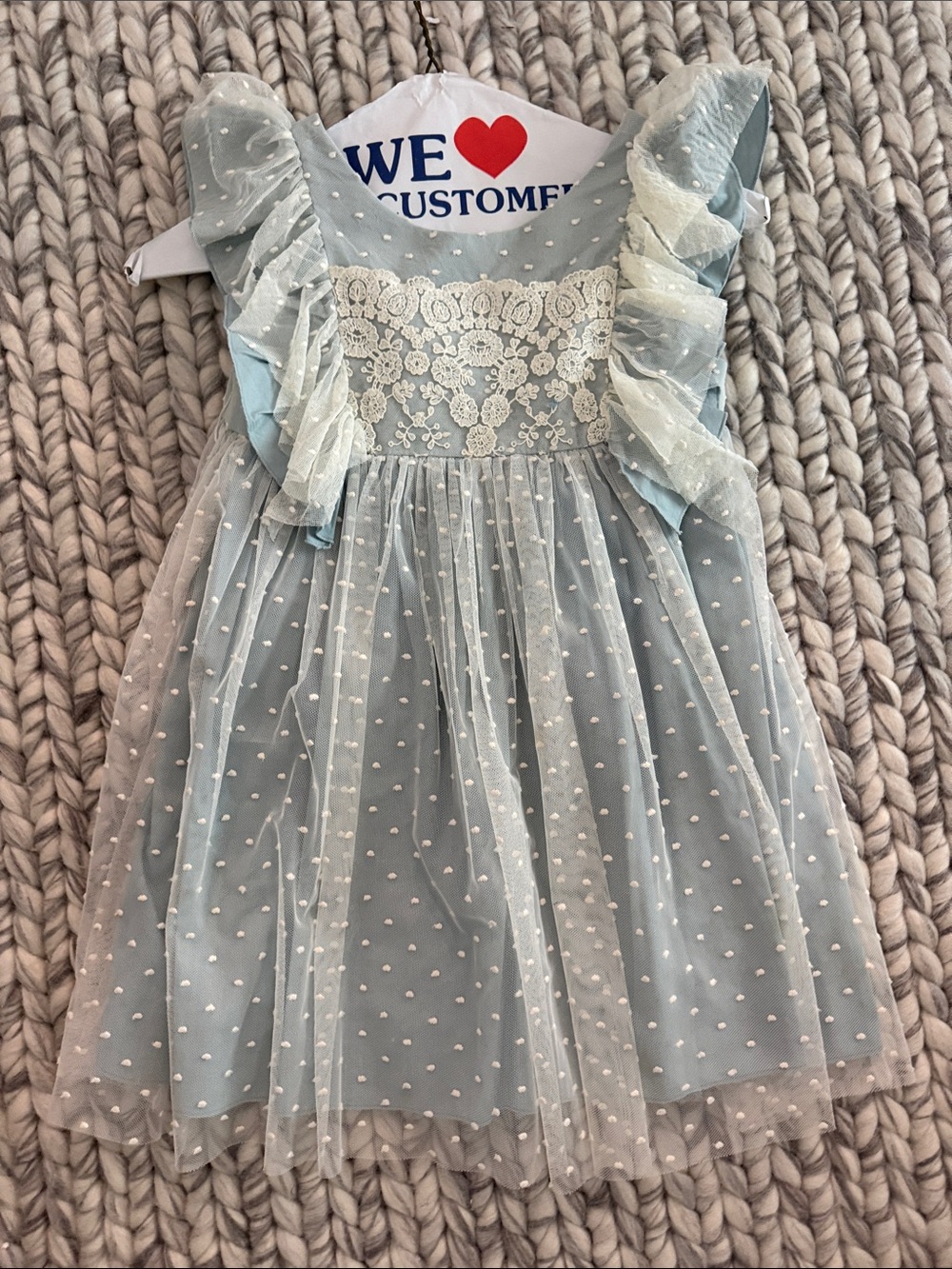 Girls' Light Blue Lace & Tulle Formal Dress